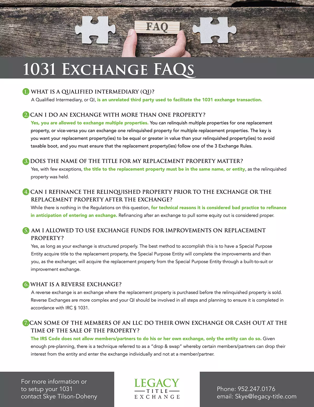 1031 Extended FAQs